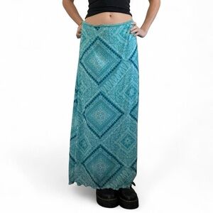 No Boundaries Teal blue paisley print Maxi Skirt